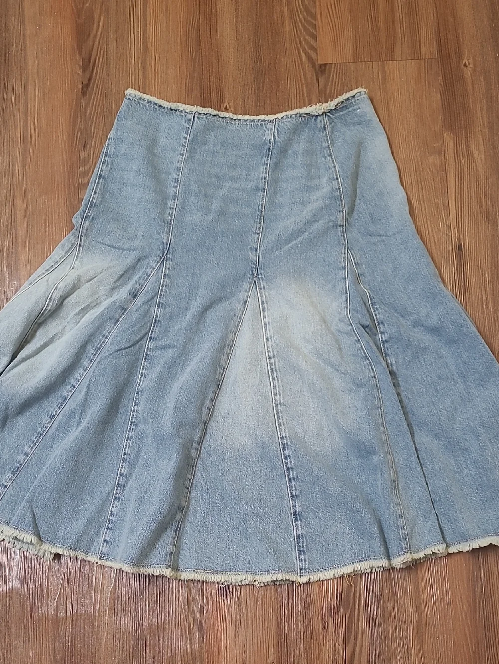 Mango Light Blue Panelled Denim A-Line‎ Skirt